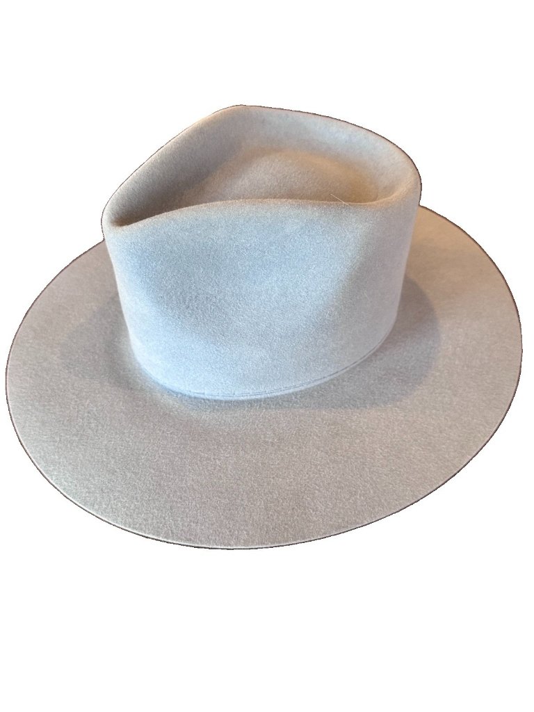 Teressa Foglia Powder Blue Felt Western Hat Size 6 7/8 Handmade Wide Brim — image 4 of 8